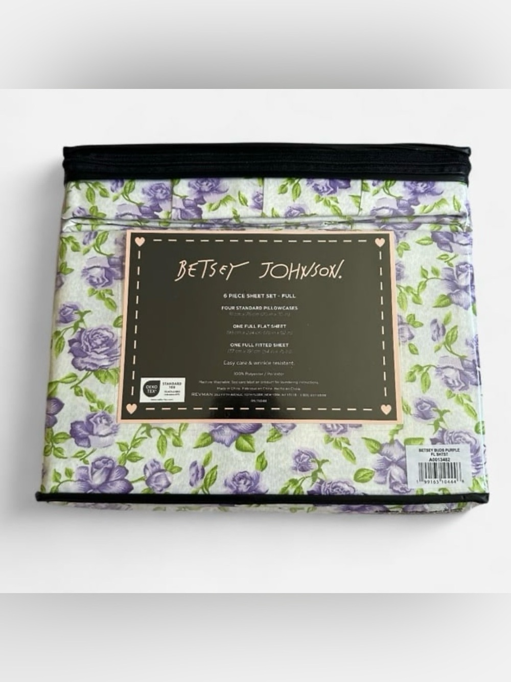 Betsey Johnson 6 Piece Sheet Set Purple Flower Full Size New